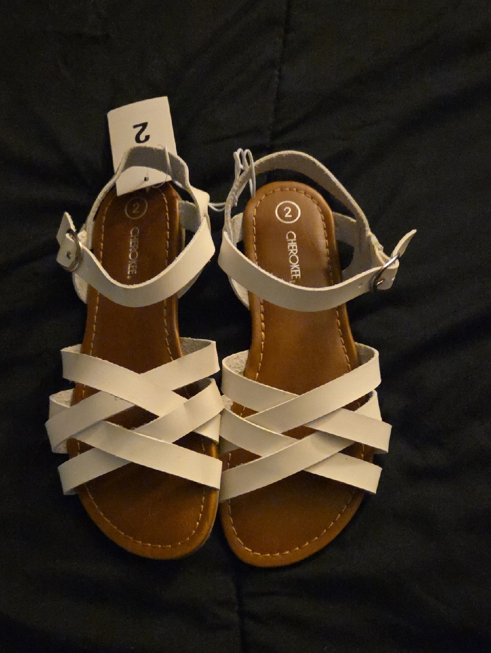 Cherokee White Crisscross Ankle Strap Sandals